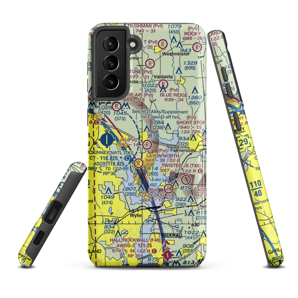 Jsi Airport (34TA) VFR Sectional Samsung Phone Case Samsung Galaxy S21 FE model shown