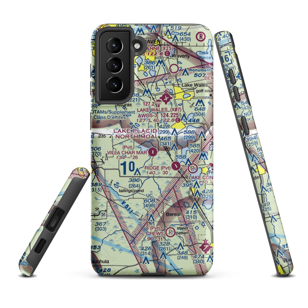 Jubilee Acres Airport (FD10) VFR Sectional Samsung Phone Case Samsung Galaxy S21 FE model shown