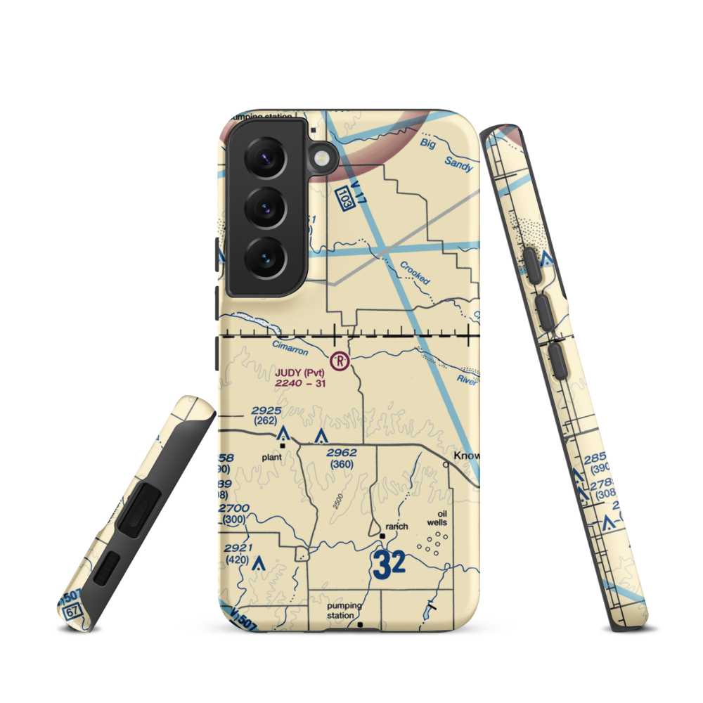 Judy Ranch Airport (OK39) VFR Sectional Samsung Phone Case Samsung Galaxy S22 model shown