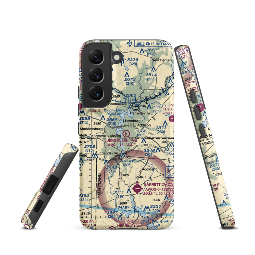 Juergensen Airpark and Maritime Facility Airport (PS27) VFR Sectional Samsung Phone Case Samsung Galaxy S22 model shown