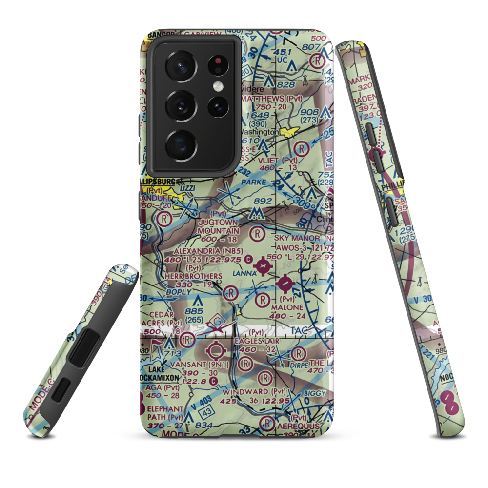 Jugtown Mountain Airport (2NJ1) VFR Sectional Samsung Phone Case Samsung Galaxy S21 Ultra model shown