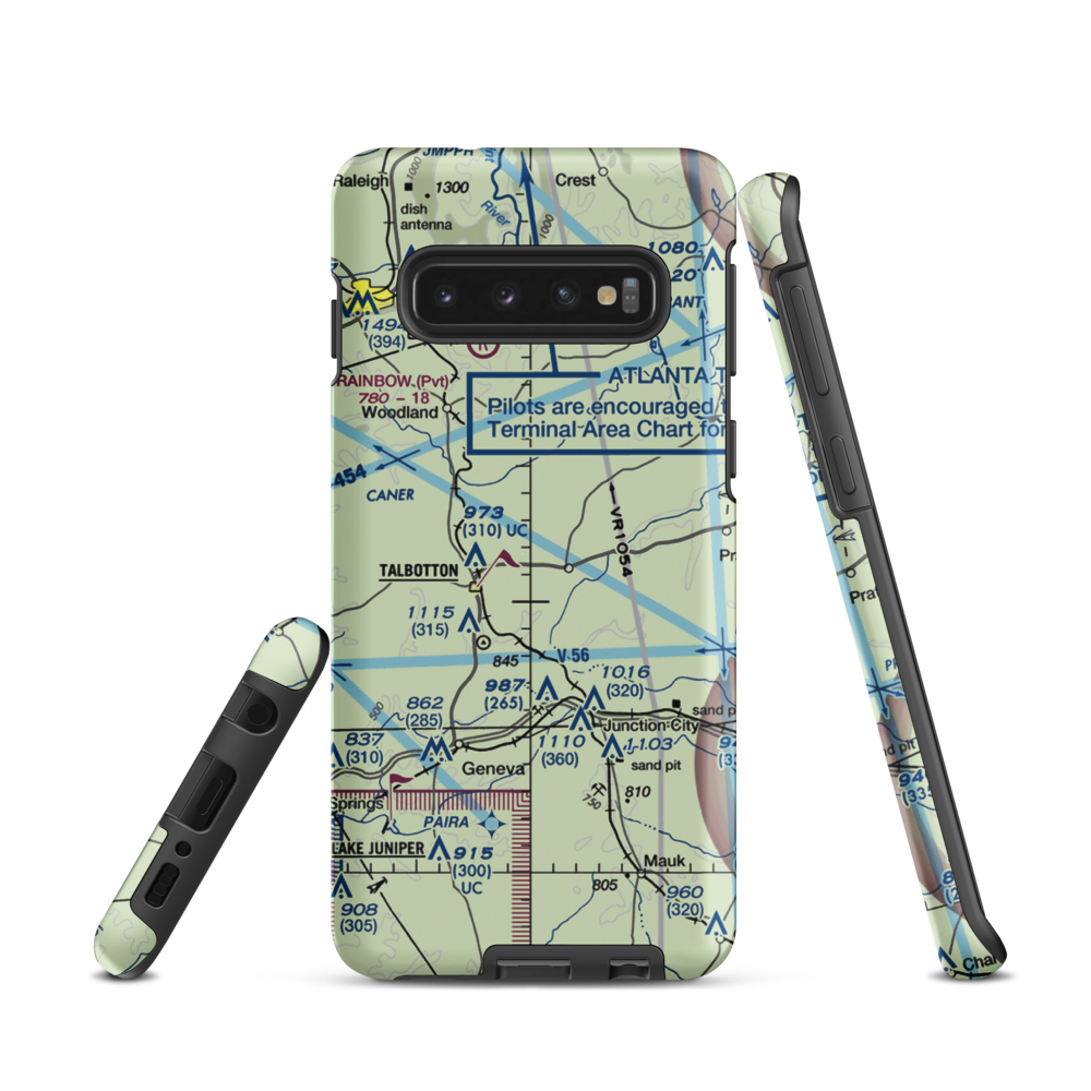 Jumpin J Airport (GA08) VFR Sectional Samsung Phone Case Samsung Galaxy S10 model shown