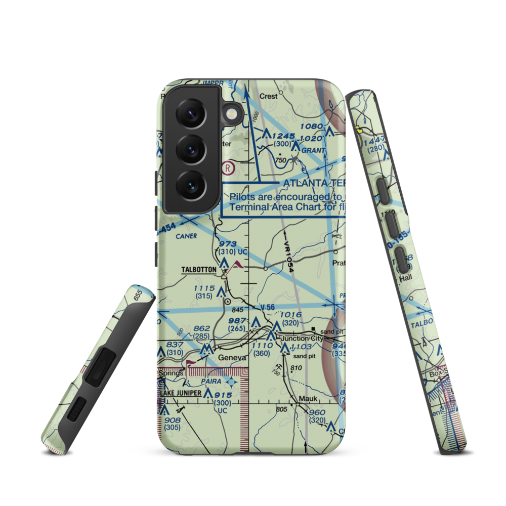 Jumpin J Airport (GA08) VFR Sectional Samsung Phone Case Samsung Galaxy S22 model shown