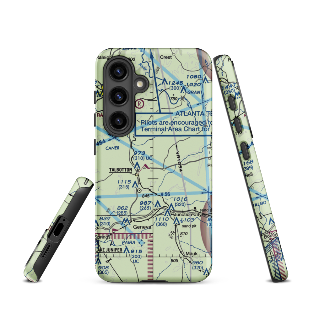 Jumpin J Airport (GA08) VFR Sectional Samsung Phone Case Samsung Galaxy S24 model shown