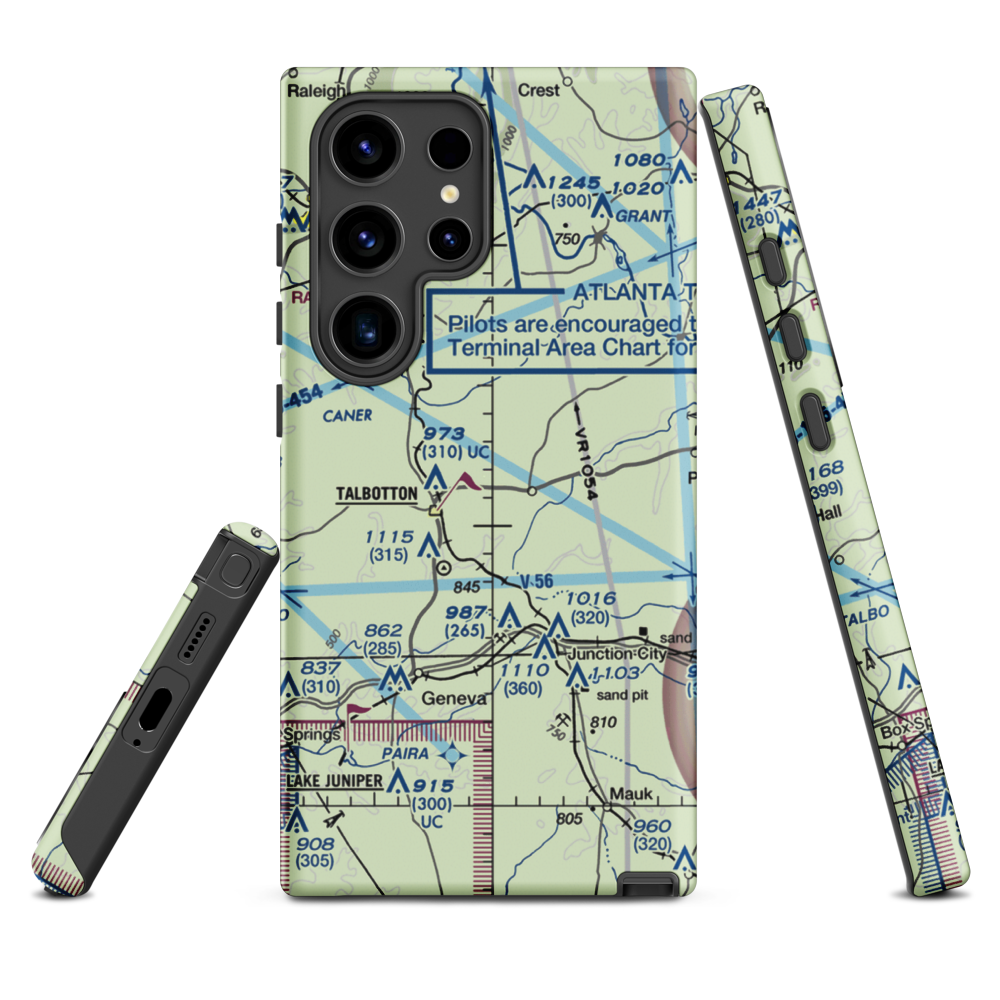Jumpin J Airport (GA08) VFR Sectional Samsung Phone Case Samsung Galaxy S24 Ultra model shown