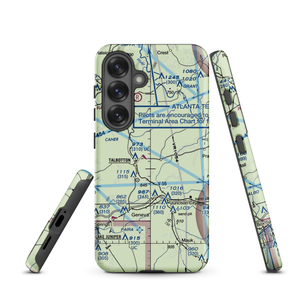 Jumpin J Airport (GA08) VFR Sectional Samsung Phone Case Samsung Galaxy S25 model shown