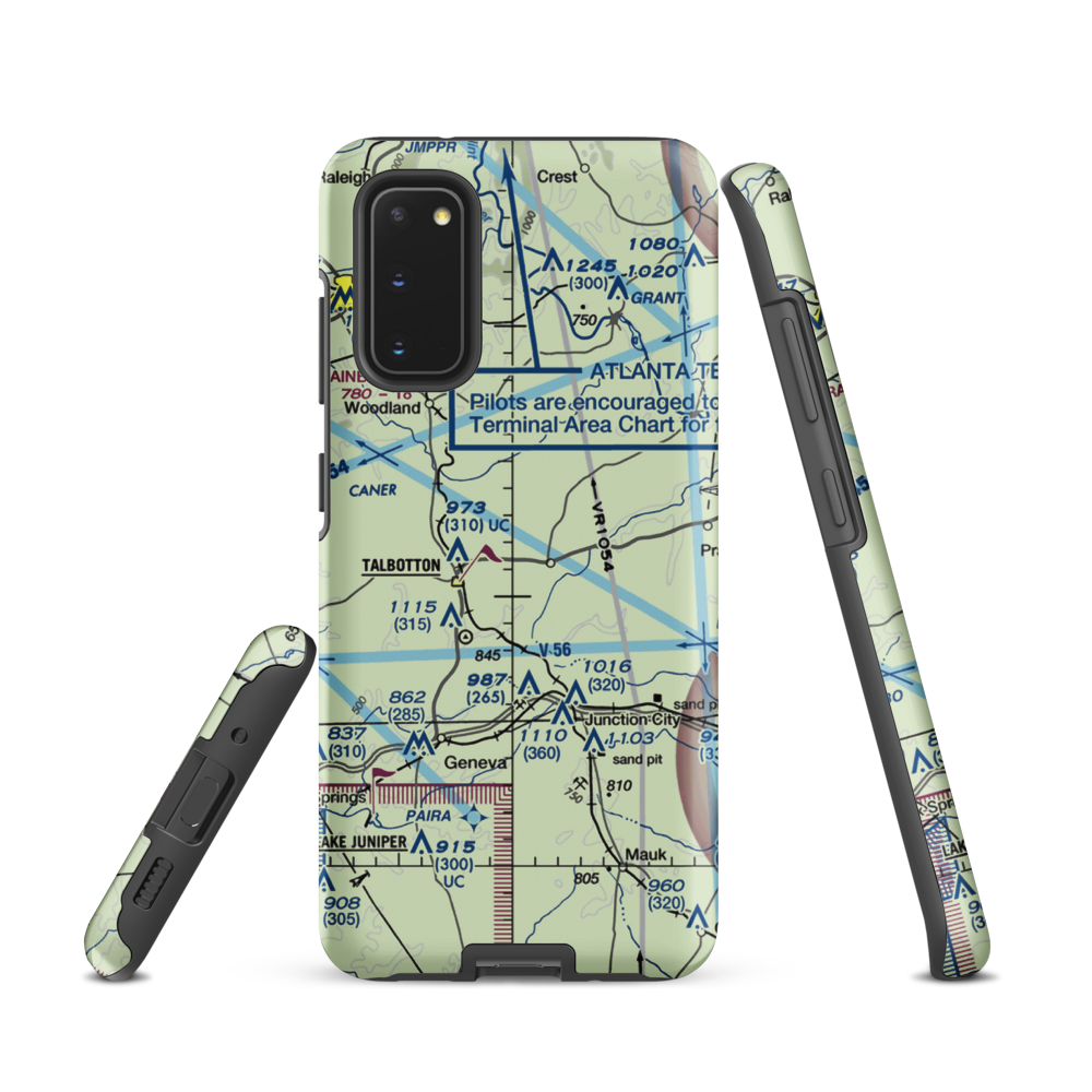Jumpin J Airport (GA08) VFR Sectional Samsung Phone Case Samsung Galaxy S20 model shown