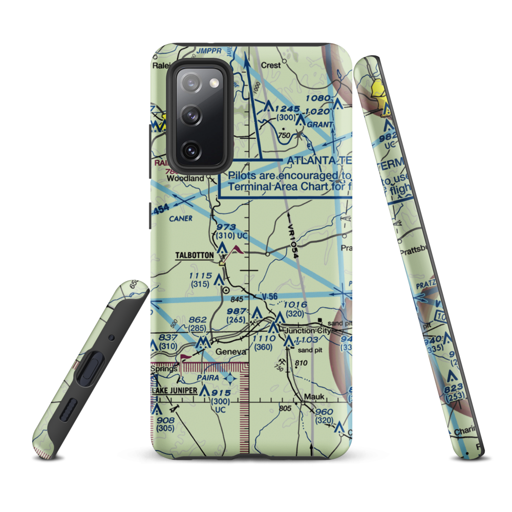 Jumpin J Airport (GA08) VFR Sectional Samsung Phone Case Samsung Galaxy S20 FE model shown