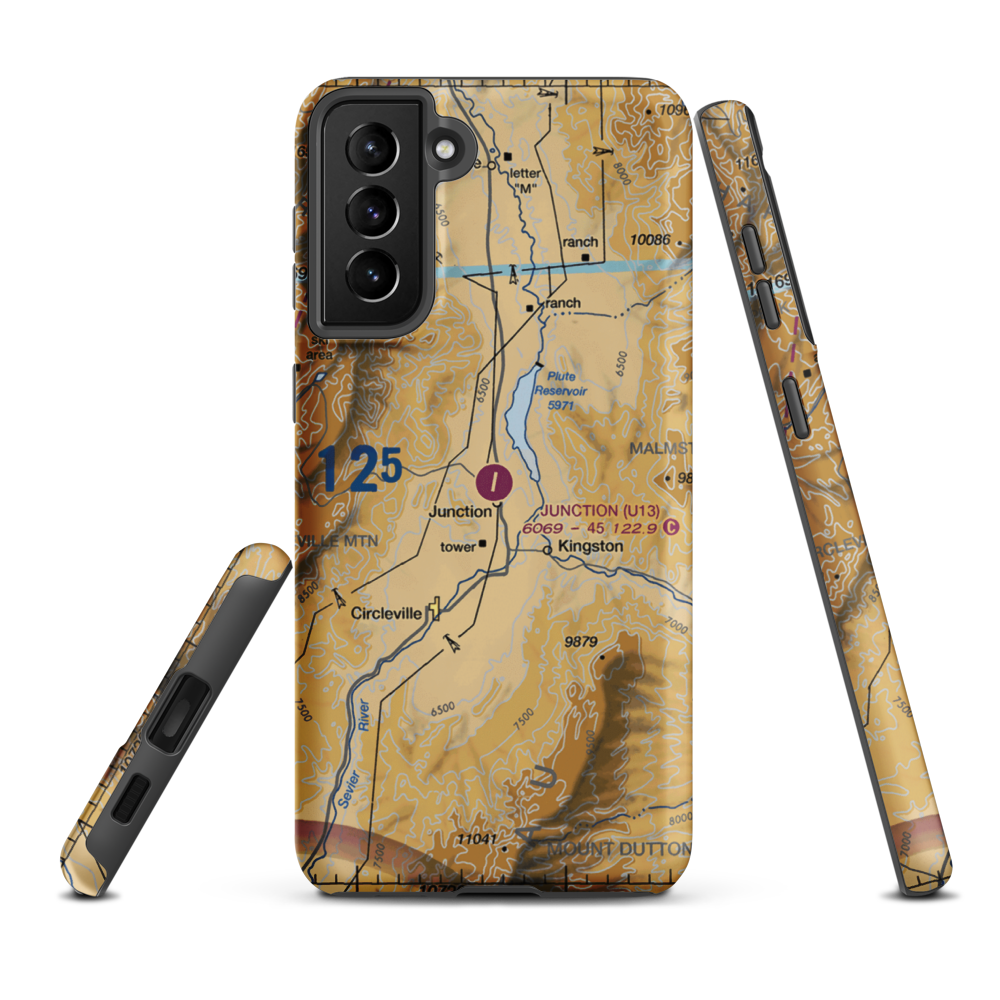 Junction Airport (U13) VFR Sectional Samsung Phone Case Samsung Galaxy S21 Plus model shown