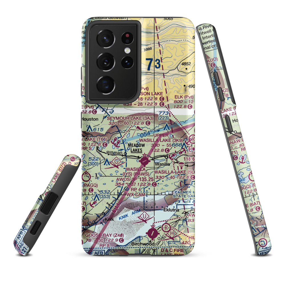 June Lake Airpark (06AK) VFR Sectional Samsung Phone Case Samsung Galaxy S21 Ultra model shown
