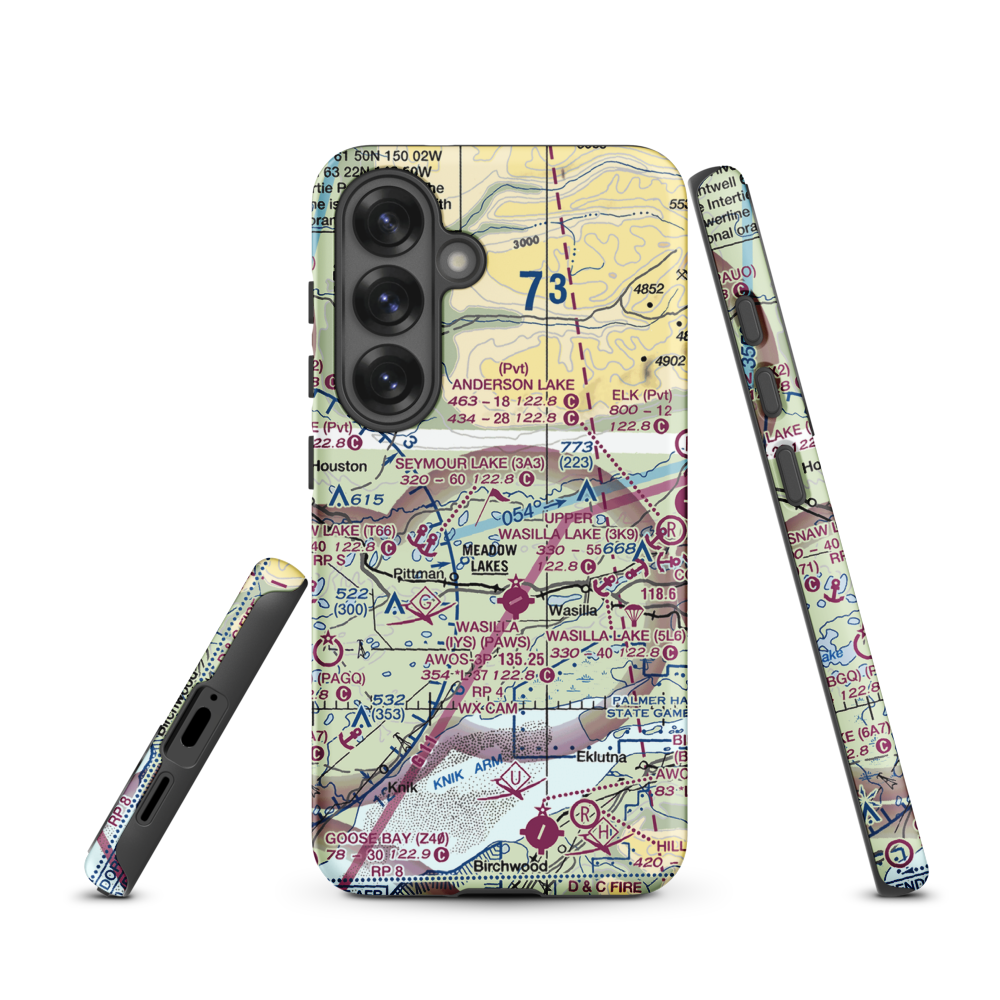 June Lake Seaplane Base (66AK) VFR Sectional Samsung Phone Case Samsung Galaxy S25 model shown