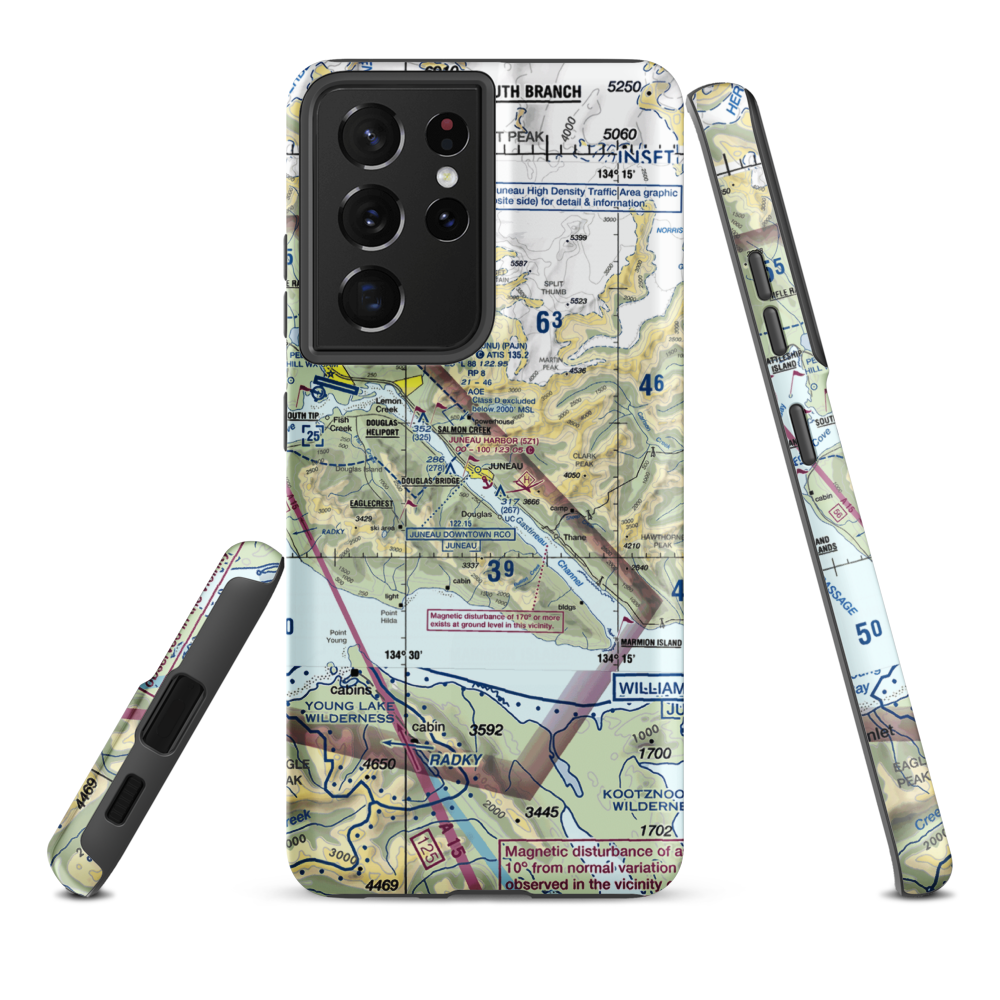 Juneau Harbor Seaplane Base (5Z1) VFR Sectional Samsung Phone Case Samsung Galaxy S21 Plus model shown