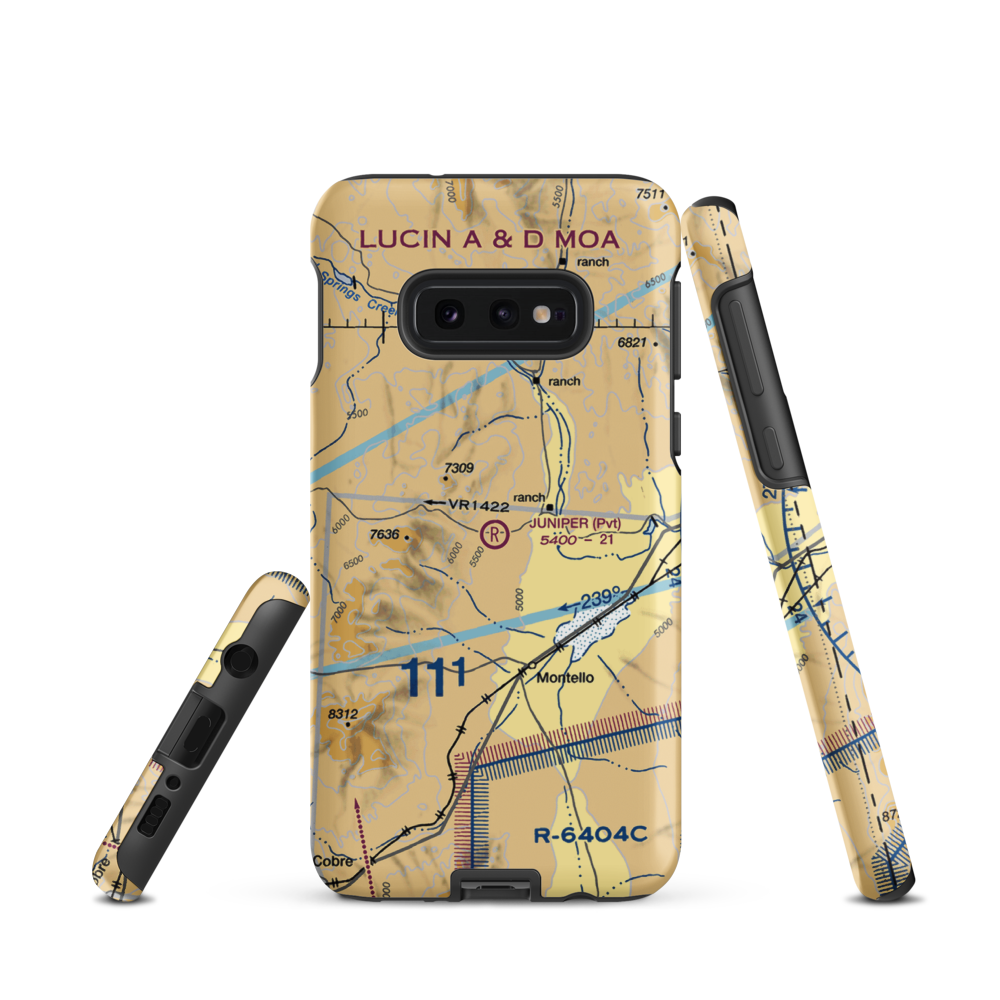 Juniper Airport (NV14) VFR Sectional Samsung Phone Case Samsung Galaxy S10e model shown