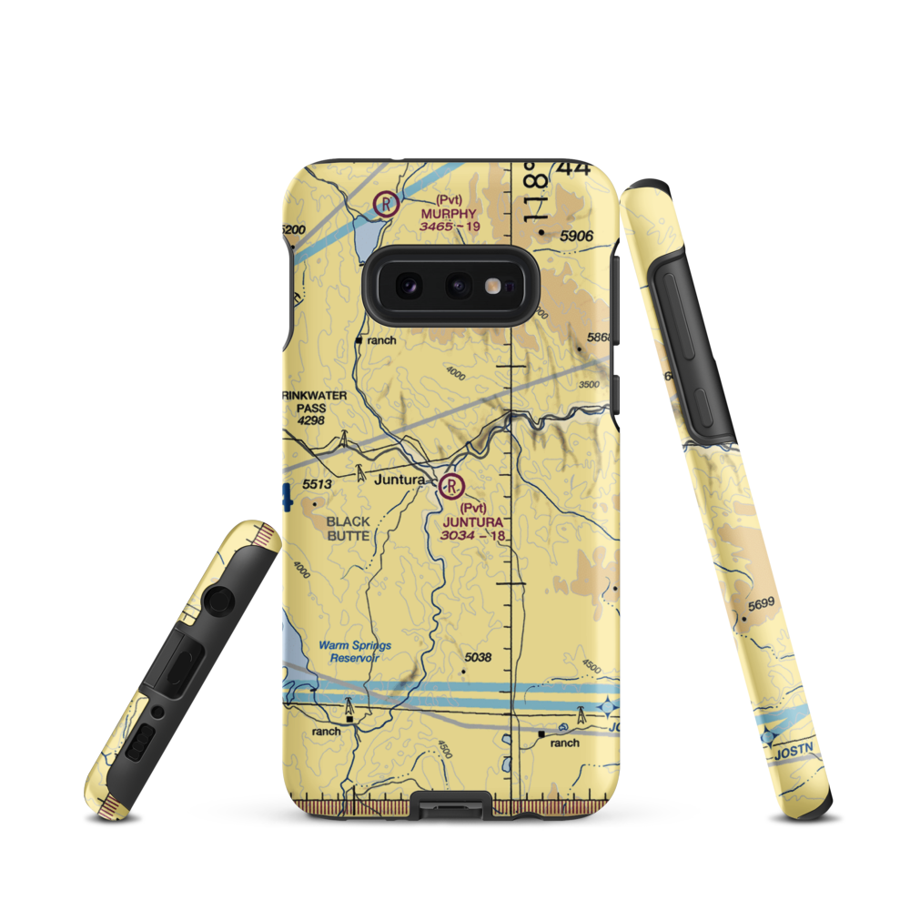 Juntura Airport (OR14) VFR Sectional Samsung Phone Case Samsung Galaxy S10 Plus model shown