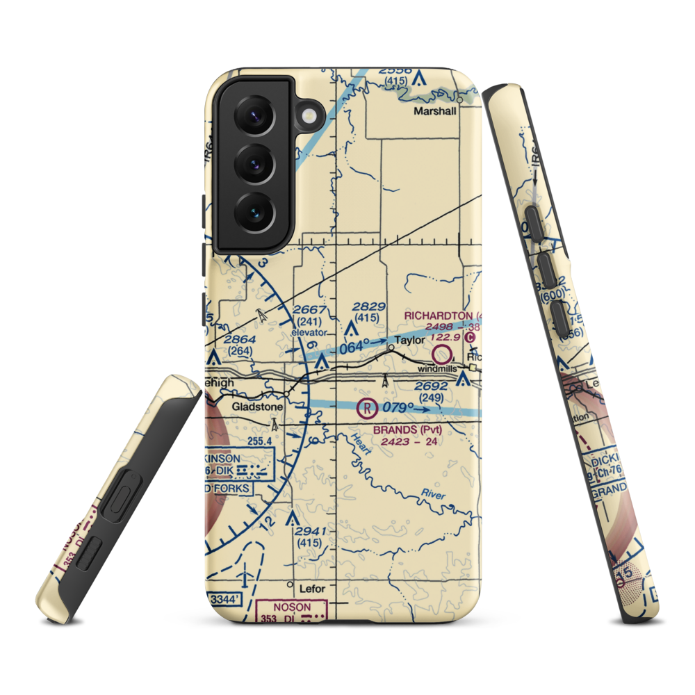 Jurgens Airstrip (75ND) VFR Sectional Samsung Phone Case Samsung Galaxy S22 Plus model shown