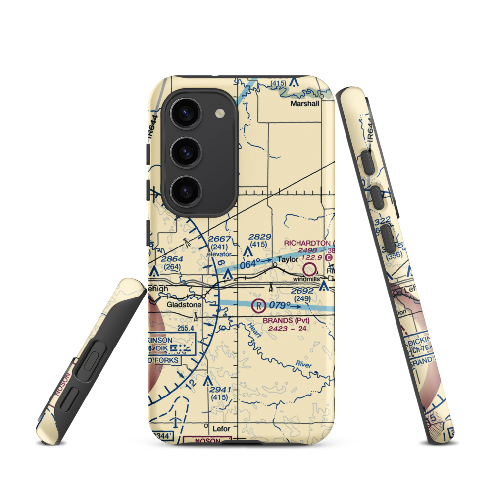 Jurgens Airstrip (75ND) VFR Sectional Samsung Phone Case Samsung Galaxy S23 model shown