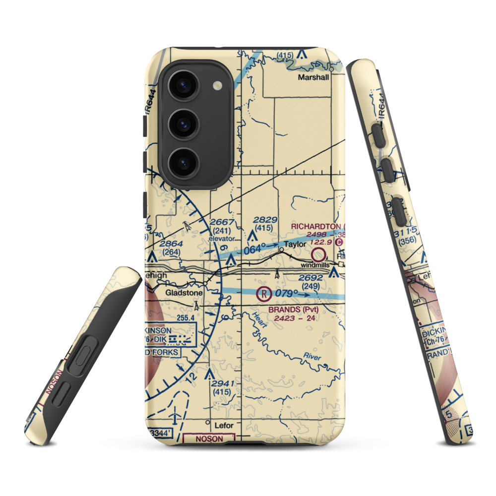 Jurgens Airstrip (75ND) VFR Sectional Samsung Phone Case Samsung Galaxy S23 Plus model shown