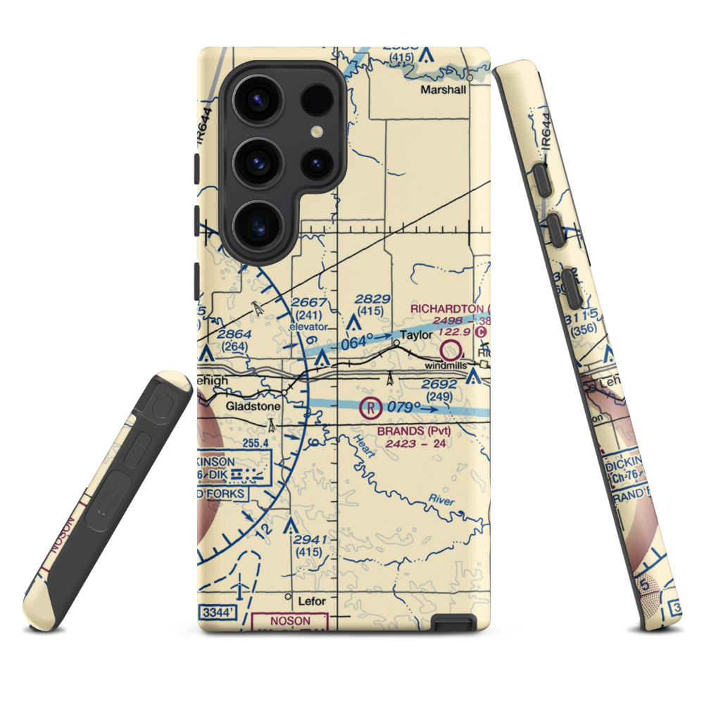 Jurgens Airstrip (75ND) VFR Sectional Samsung Phone Case Samsung Galaxy S23 Ultra model shown