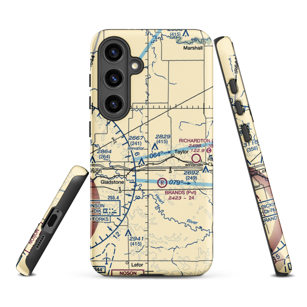 Jurgens Airstrip (75ND) VFR Sectional Samsung Phone Case Samsung Galaxy S24 Plus model shown