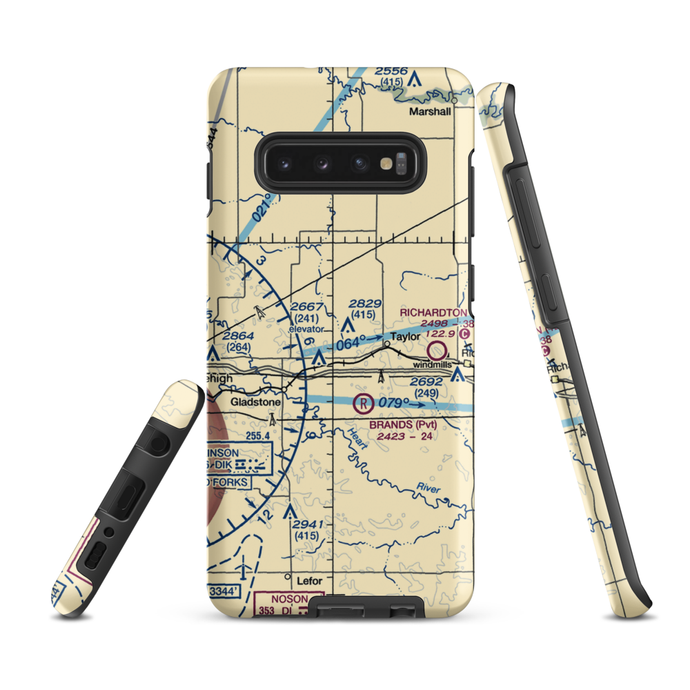 Jurgens Airstrip (75ND) VFR Sectional Samsung Phone Case Samsung Galaxy S10e model shown