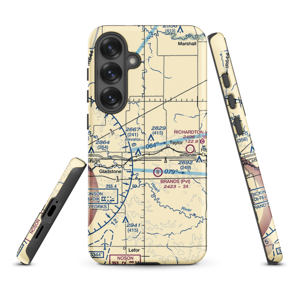 Jurgens Airstrip (75ND) VFR Sectional Samsung Phone Case Samsung Galaxy S25 Plus model shown