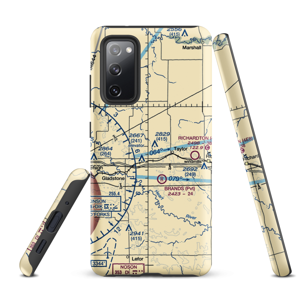 Jurgens Airstrip (75ND) VFR Sectional Samsung Phone Case Samsung Galaxy S20 FE model shown