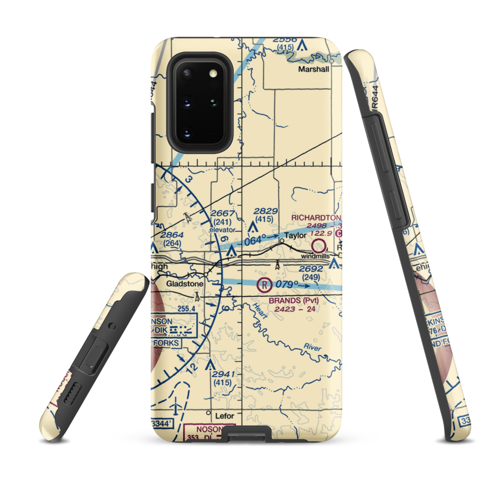 Jurgens Airstrip (75ND) VFR Sectional Samsung Phone Case Samsung Galaxy S20 Plus model shown