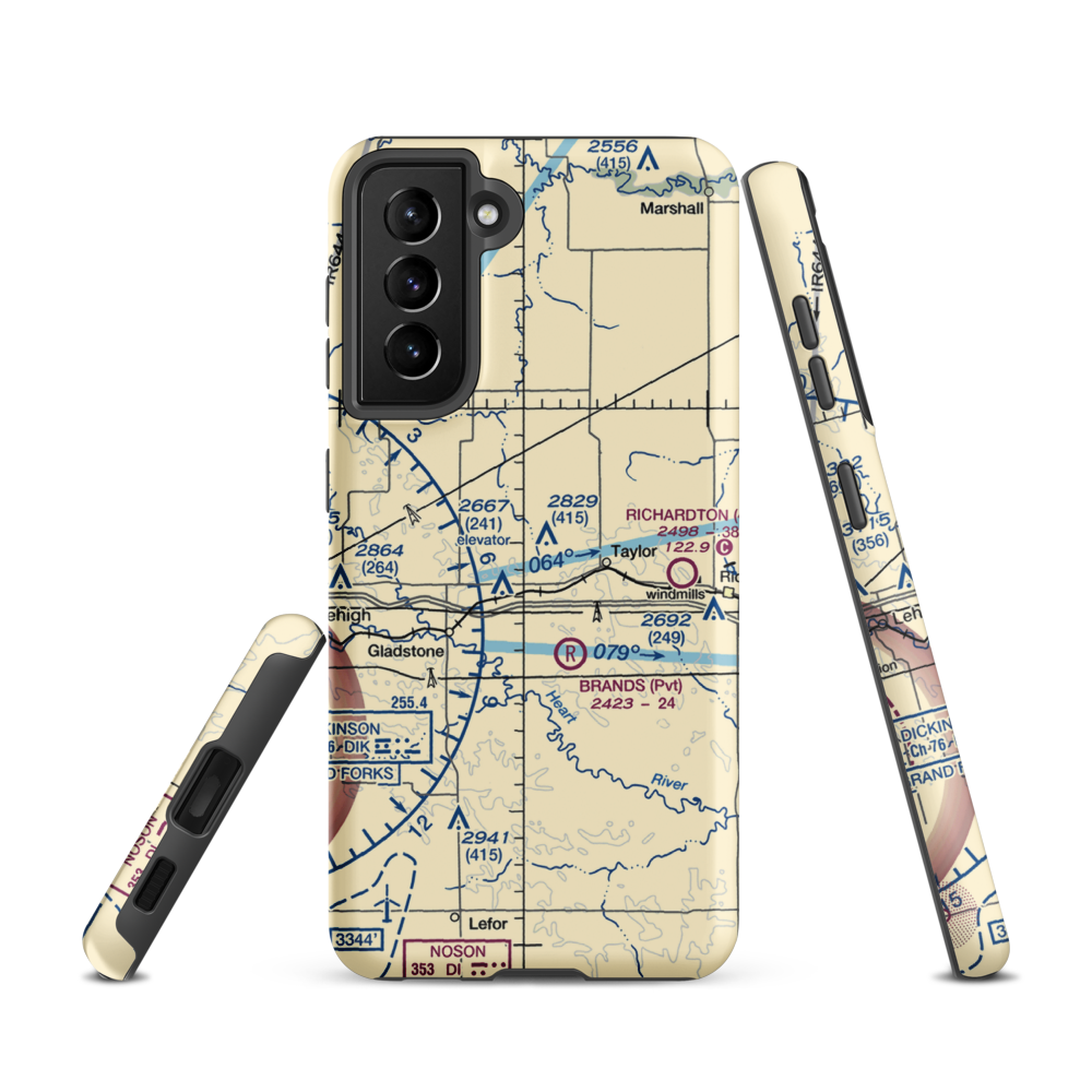Jurgens Airstrip (75ND) VFR Sectional Samsung Phone Case Samsung Galaxy S21 model shown