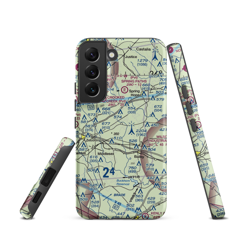 Jw Stone Airport (75NC) VFR Sectional Samsung Phone Case Samsung Galaxy S22 model shown
