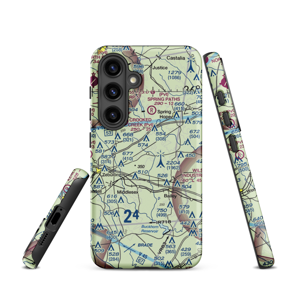 Jw Stone Airport (75NC) VFR Sectional Samsung Phone Case Samsung Galaxy S24 model shown