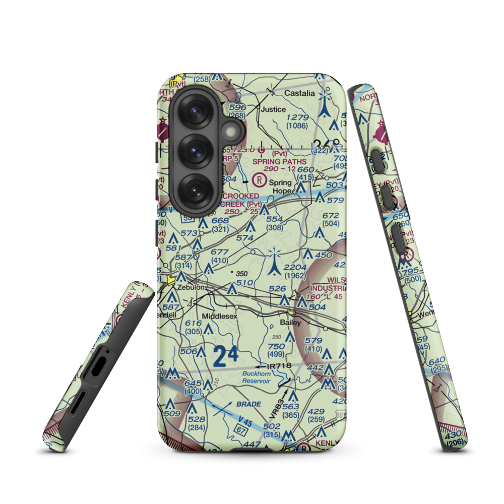 Jw Stone Airport (75NC) VFR Sectional Samsung Phone Case Samsung Galaxy S25 model shown