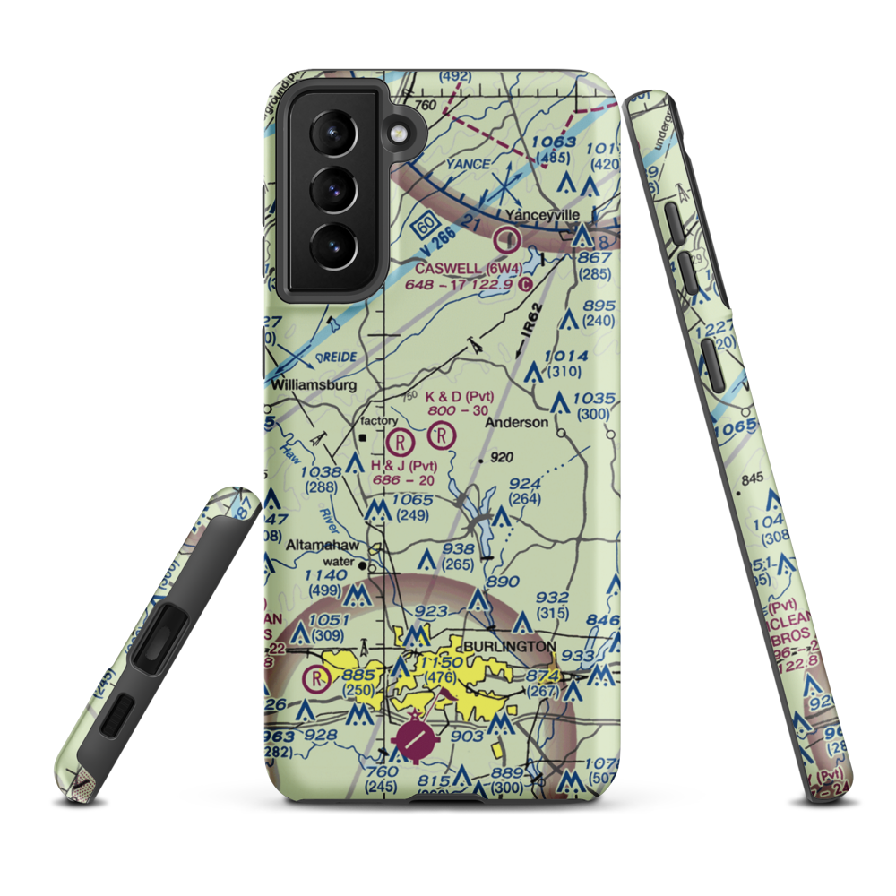 K & D Airport (71NC) VFR Sectional Samsung Phone Case Samsung Galaxy S21 Plus model shown