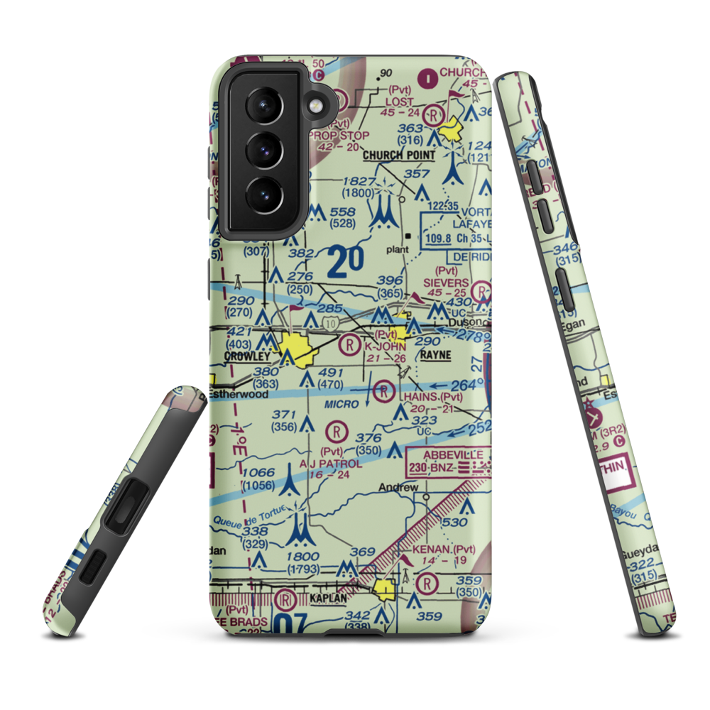 K-John Airport (20LS) VFR Sectional Samsung Phone Case Samsung Galaxy S21 FE model shown
