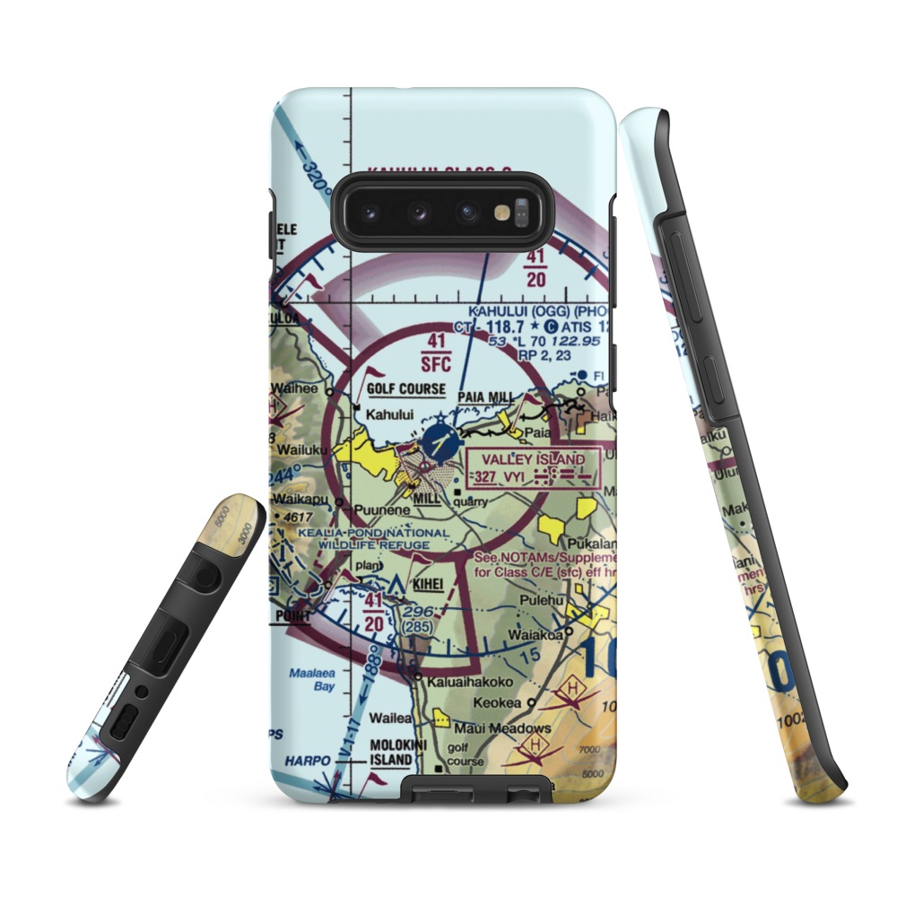 Kahului Airport (OGG) VFR Sectional Samsung Phone Case Samsung Galaxy S10 Plus model shown