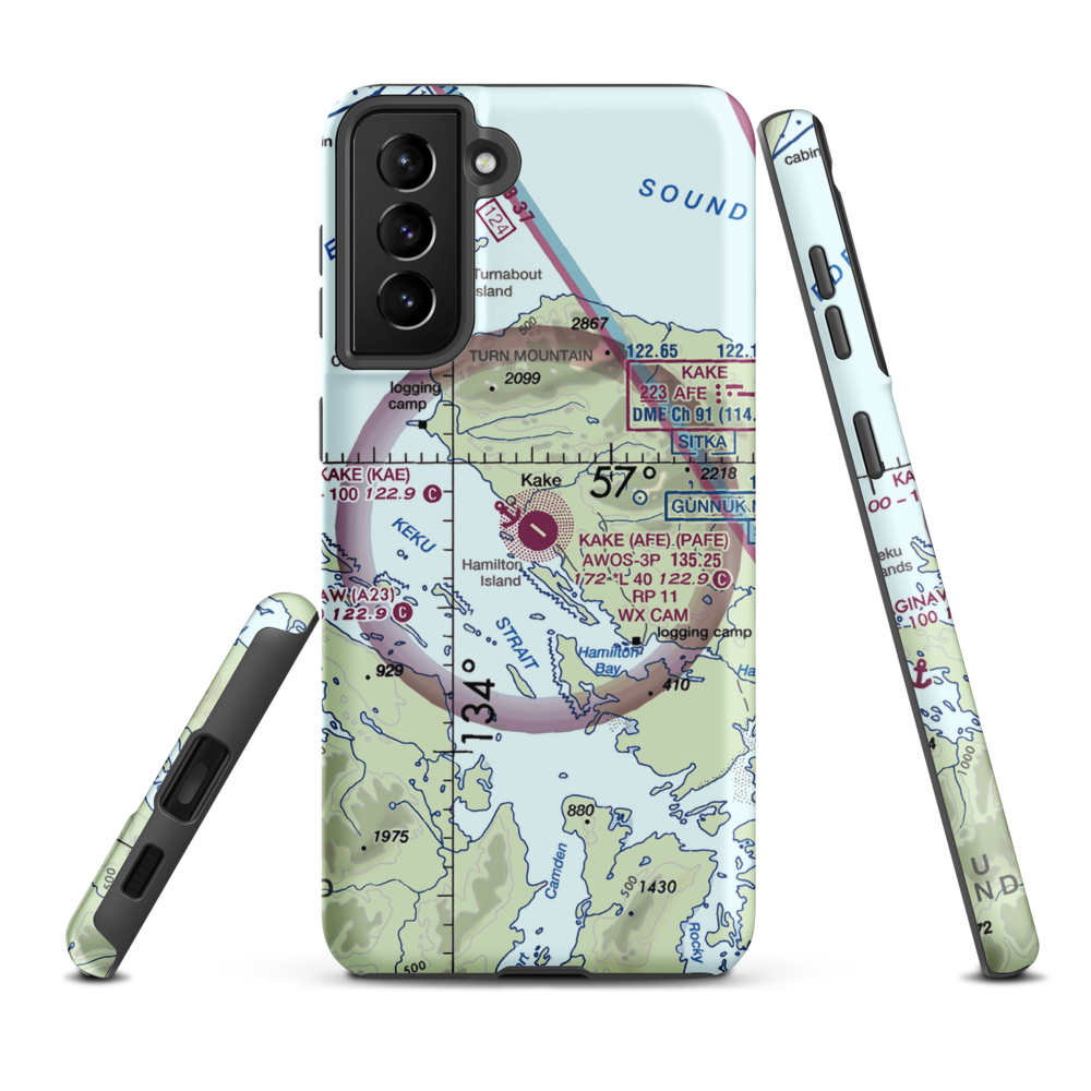 Kake Airport (AFE) VFR Sectional Samsung Phone Case Samsung Galaxy S21 FE model shown