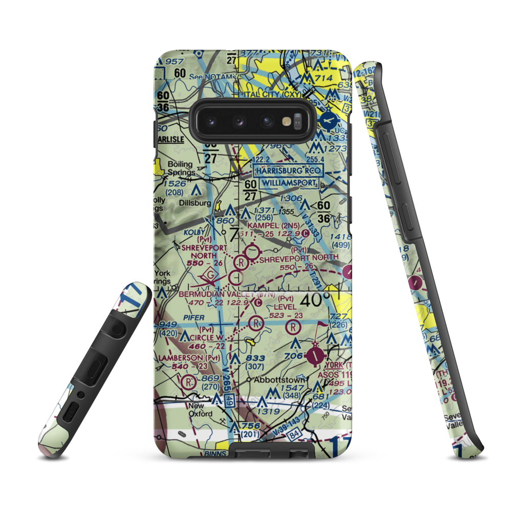 Kampel Airport (2N5) VFR Sectional Samsung Phone Case Samsung Galaxy S10 Plus model shown