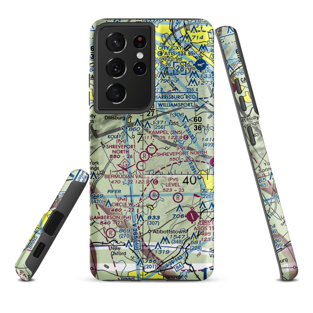 Kampel Airport (2N5) VFR Sectional Samsung Phone Case Samsung Galaxy S21 Plus model shown