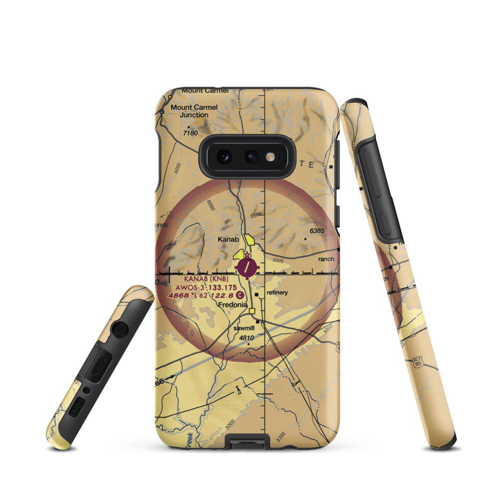 Kanab Municipal Airport (KNB) VFR Sectional Samsung Phone Case Samsung Galaxy S10e model shown
