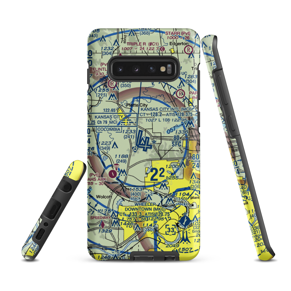 Kansas City International Airport (MCI) VFR Sectional Samsung Phone Case Samsung Galaxy S10e model shown