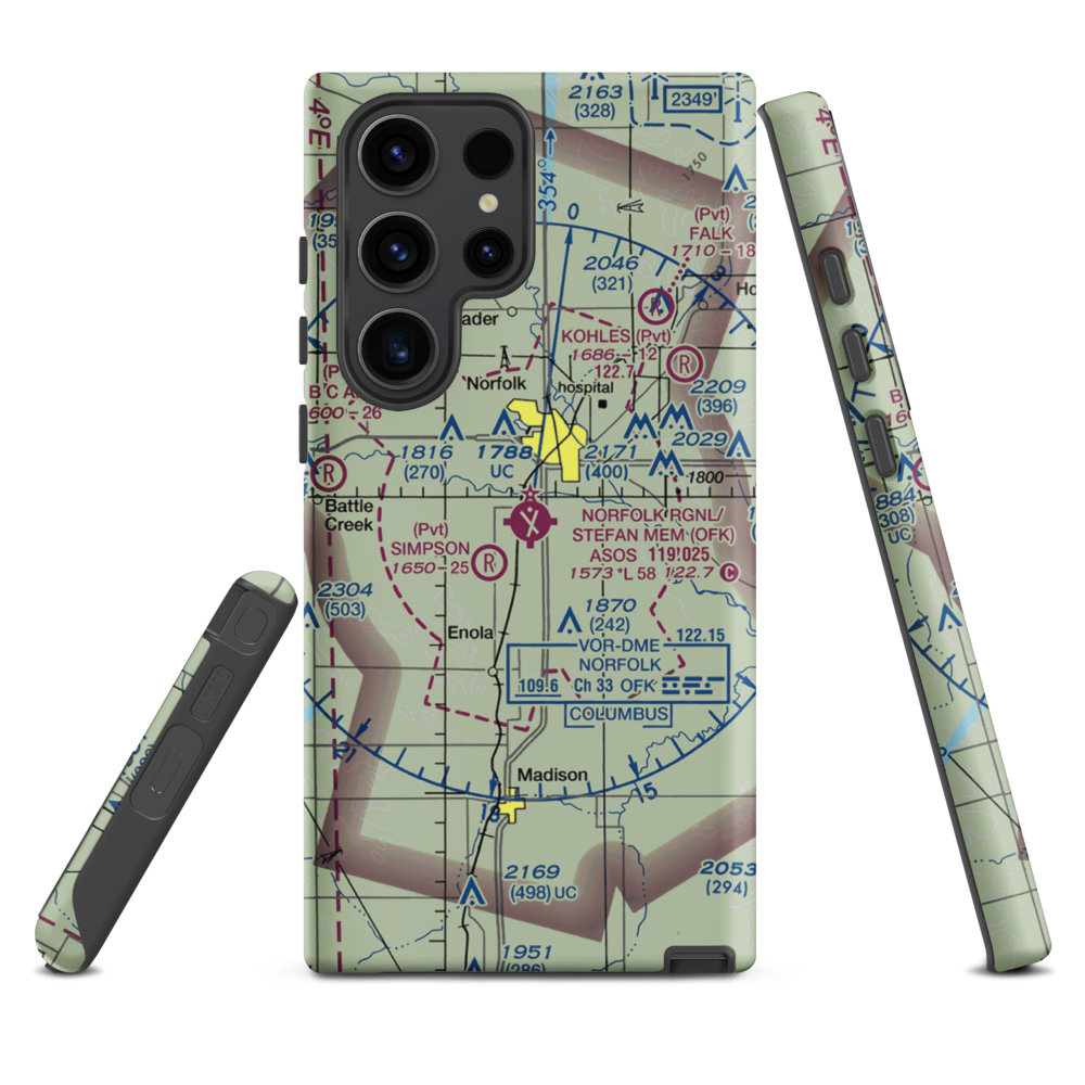 Karl Stefan Memorial Airport (OFK) VFR Sectional Samsung Phone Case Samsung Galaxy S23 Ultra model shown