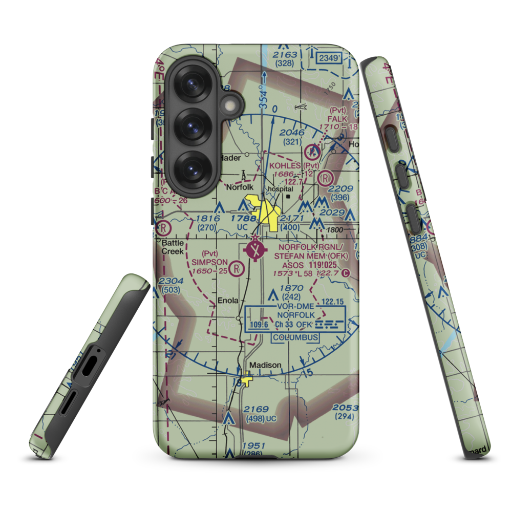 Karl Stefan Memorial Airport (OFK) VFR Sectional Samsung Phone Case Samsung Galaxy S25 Plus model shown