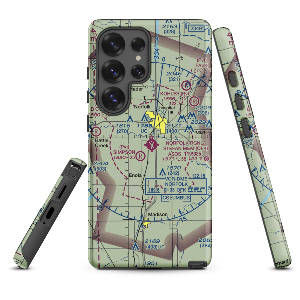 Karl Stefan Memorial Airport (OFK) VFR Sectional Samsung Phone Case Samsung Galaxy S25 Ultra model shown