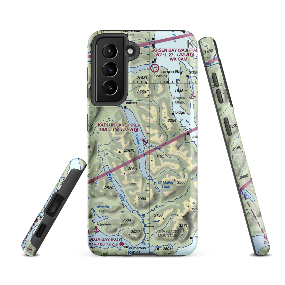 Karluk Lake Seaplane Base (KKL) VFR Sectional Samsung Phone Case Samsung Galaxy S21 Ultra model shown