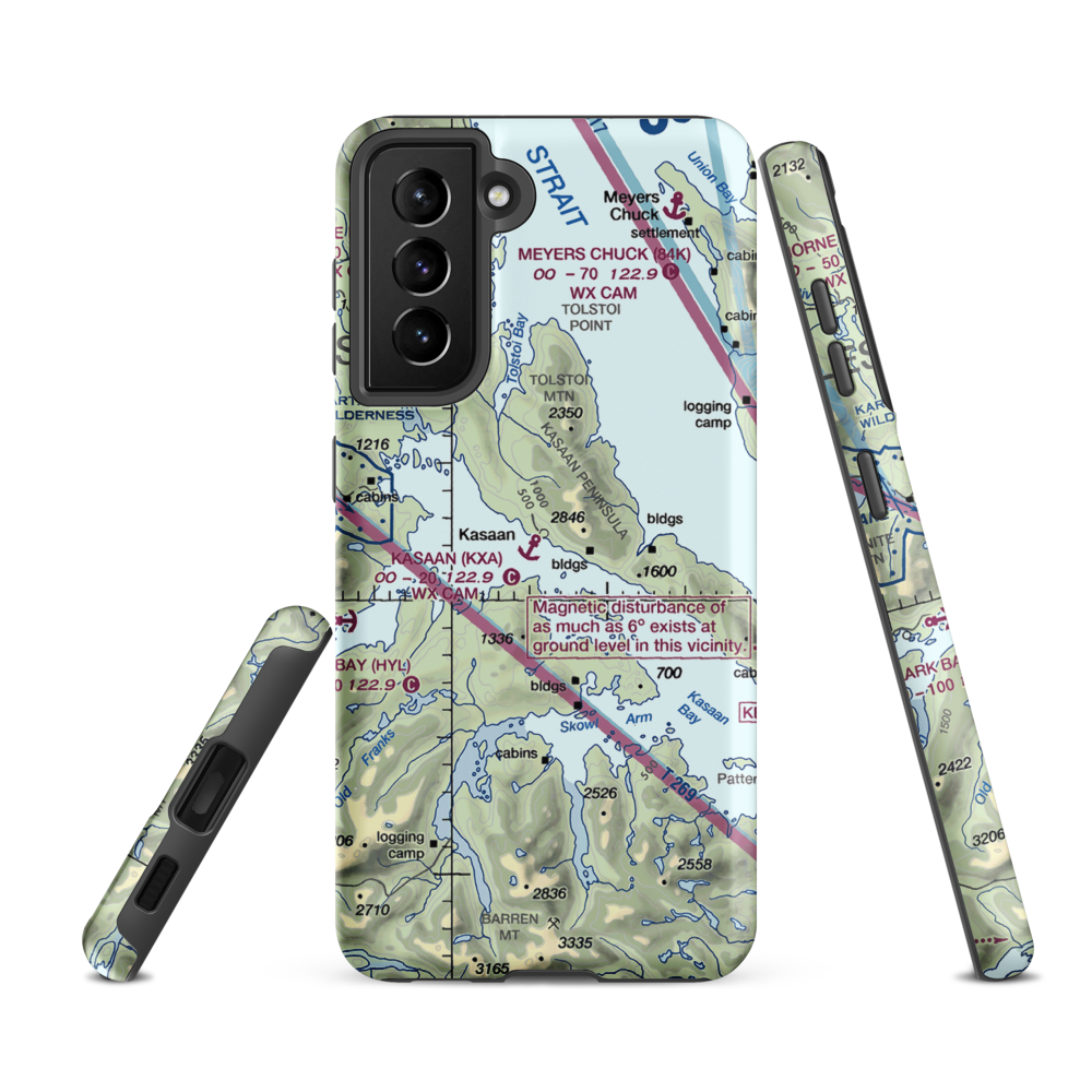 Kasaan Seaplane Base (KXA) VFR Sectional Samsung Phone Case Samsung Galaxy S21 FE model shown