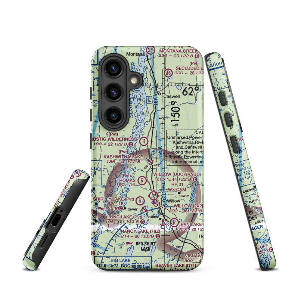 Kashwitna Lake Seaplane Base (AK34) VFR Sectional Samsung Phone Case Samsung Galaxy S24 model shown