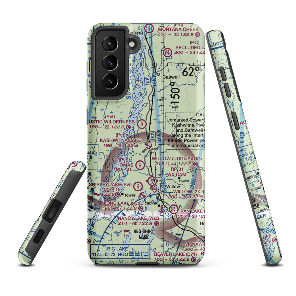 Kashwitna Lake Seaplane Base (AK34) VFR Sectional Samsung Phone Case Samsung Galaxy S21 FE model shown