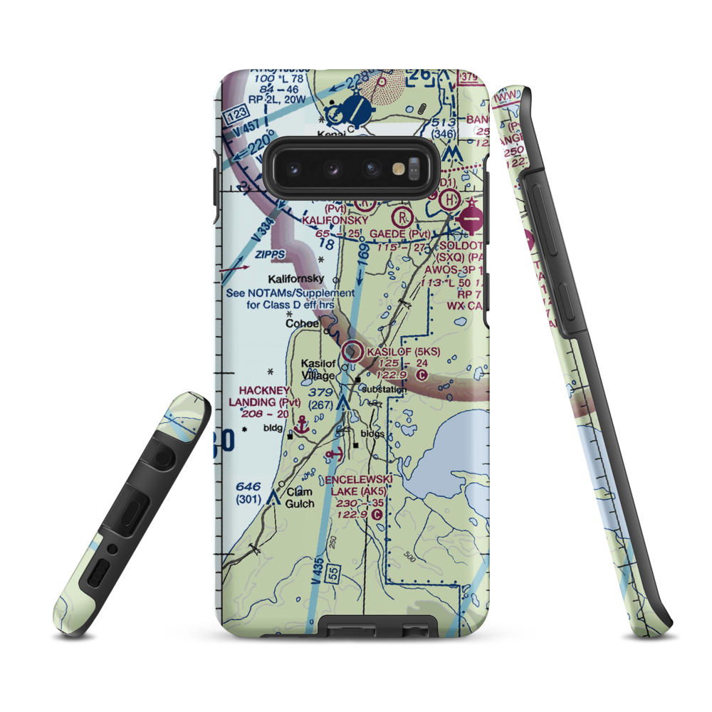 Kasilof Airport (5KS) VFR Sectional Samsung Phone Case Samsung Galaxy S10 Plus model shown