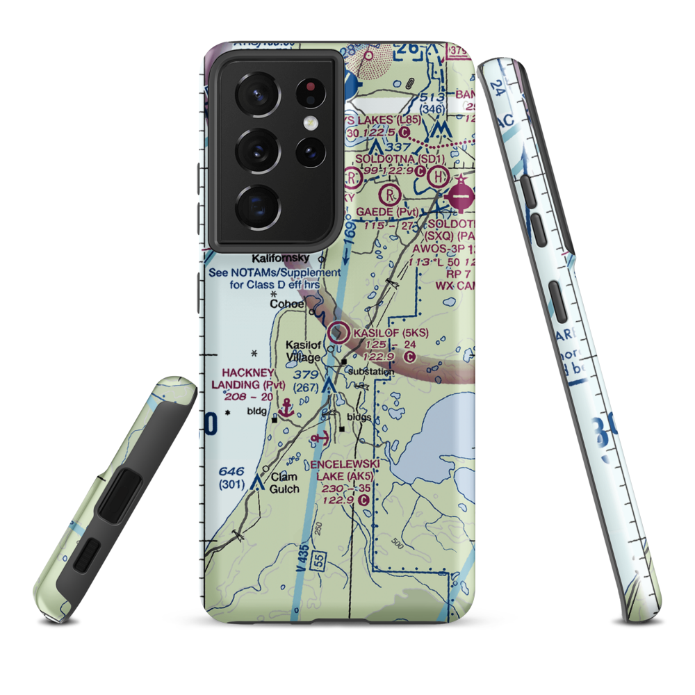 Kasilof Airport (5KS) VFR Sectional Samsung Phone Case Samsung Galaxy S21 Ultra model shown