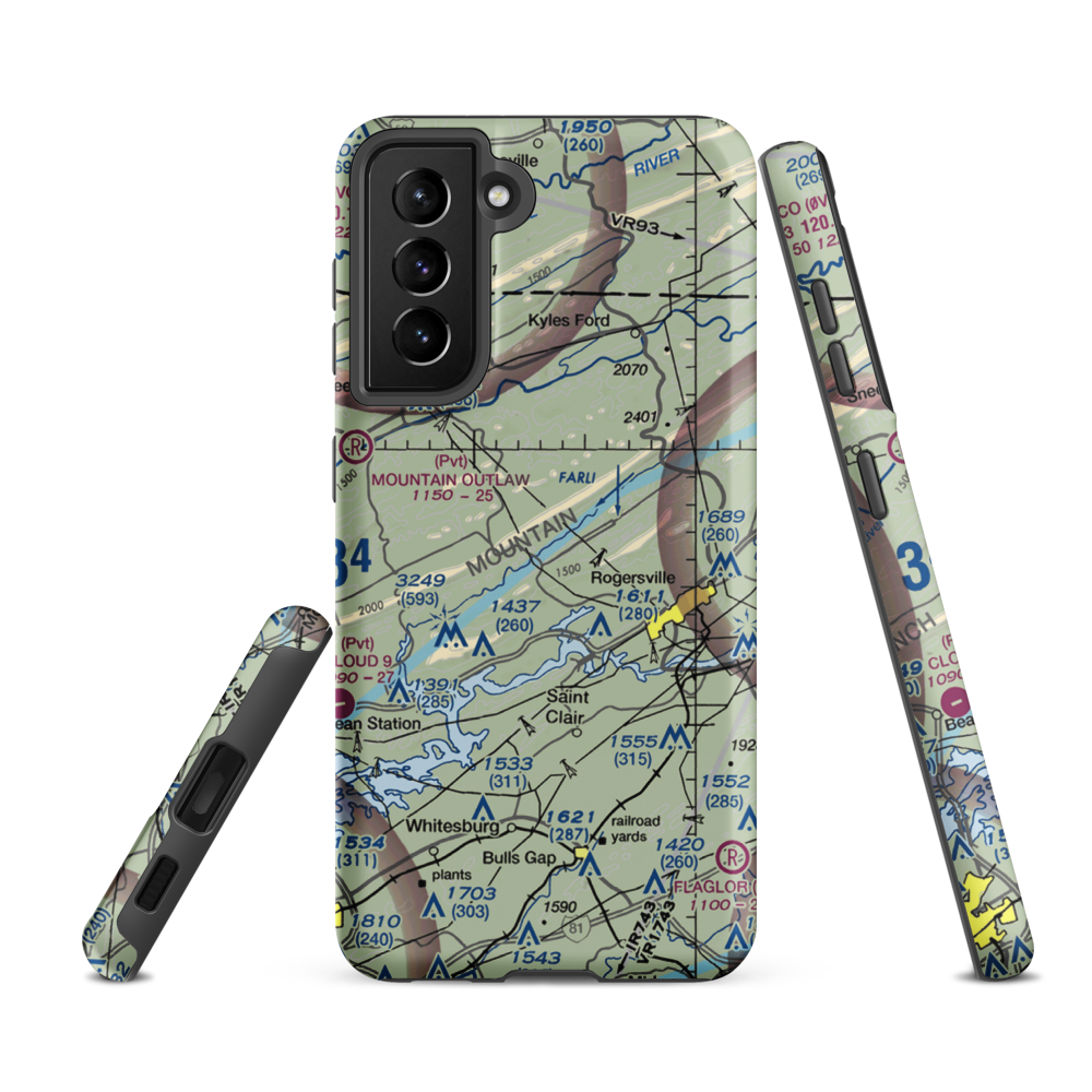 Kay Airport (1TN2) VFR Sectional Samsung Phone Case Samsung Galaxy S21 FE model shown
