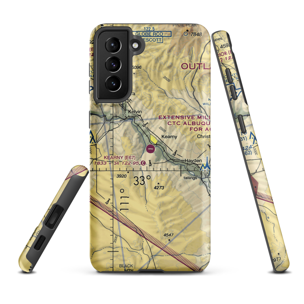 Kearny Airport (E67) VFR Sectional Samsung Phone Case Samsung Galaxy S21 Plus model shown